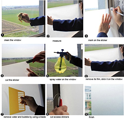 3D PVC Privatsphäre Wasserdichte Fensterfolie Sichtschutzfolie Statisch Folie Selbstklebend Dekorativ Glas Fenster Kleber für Privatleben Wohnung Haus Apartment Wohnzimmer Schlafzimmer Küche Lobby Vorhalle Büro Beschprechungszimmer (60 * 200 CM) / Milchglas - 6