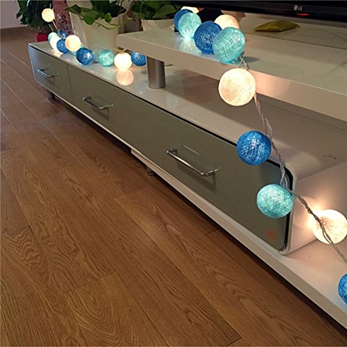 LianLe DIY 20 Stk LED Nachtlicht Deko Lichterkette Fairy Lights Kugellicht für Weihnachten Kinderzimmer Wedding Party Hochzeiten Tiffany Blau (A) - 5