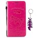 Produktbild iPhone 6S Hülle iPhone 6 Handyhülle iVOYI Katzenliebe Fisch Geprägt Ledertasche Etui iVOYI Magnetverschluss Brieftasche Flip Cover mit Standfunktion für iPhone 6S/6 und Ein Schlüsselanhänger, Rose Rot