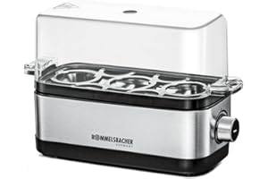 ‎ROMMELSBACHER ROMMELSBACHER Eierkocher ER 300 - für 1-3 Eier, einstellbarer Härtegrad, elektronische Kochzeitüberwachung, Heizschale aus Edelstahl, Messbecher mit Eipick, Kabelaufwicklung, 300 Watt