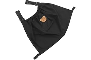 TNFEEON Organizzatore per Passeggino Resistente Allo Strappo Lavabile Modello di Orsacchiotto Organizzatore per Borsa per Passeggino per Allattamento Semplice e Carino (Nero)