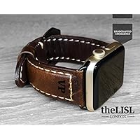 Apple Watch Strap Hand Stitch Vintage echtes Leder Apple Watch Band 38 mm 42 mm iwatch Band Gurt Herren Freund Mann Geschenk Serie 3 2 1 personalisierte graviert Weihnachtsgeschenk Luxus Premium Dark Brown