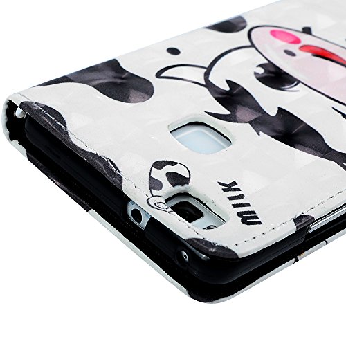 Huawei P9 Lite Hülle Badalink Schutzhülle Leder PU+TPU Handyhülle 3D Cartoon Kuh Handytasche Wallet Case Ständer Magnet-Schloss Cover Flipcase - 6