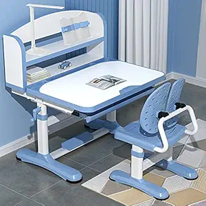 StarAndDaisy Smart Kids Multifunctional Study Table and Chair with an Option of LED Lamp and Book Storage Shelf *Assembly Video on Yo u t u be (Blue Upgraded)