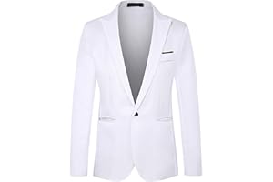 Generisch Sakko Chaqueta de traje deportiva para hombre, corte ajustado, para negocios, bodas, monocolor, manga larga, tiempo libre, chaqueta de traje con un botón