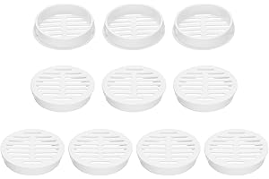 sourcing map 10Pcs 50mm/2in Air Vents Circular Soffit Vents, White Plastic Soffit Vent Cover for Bathroom Home, Office, Kitchen, Cabinet, Wardrobe