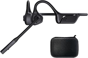 ZIOCOM Auriculares de oído Abierto, Auriculares inalámbricos aptX-LL con micrófono de Brazo con cancelación de Ruido y botón de Silencio, para Entrenamiento, conducción, Llamada telefónica, Oficina