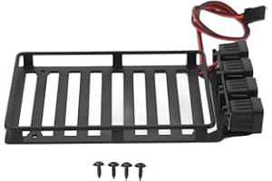 ALOMEJOR RC Bagażnik Dachowy Bagażnik RC Samochodowy Bagażnik Dachowy Część ze światłem LED do Axial SCX24 1/24 RC Crawler