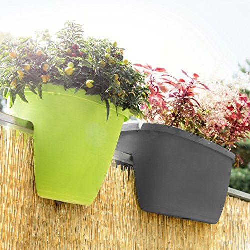 Emsa Geländertopf für den Balkon, 21 Liter, Selbstbewässerungssystem, Granit, City, 515389 - 6