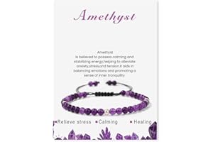 Uwiyo Bracelet Perle Ronde 4 mm, Bracelet Pierre Naturelle Réglable Bracelets Yoga pour Femme Filles pour Anniversaire, Fête des Mères, Noël