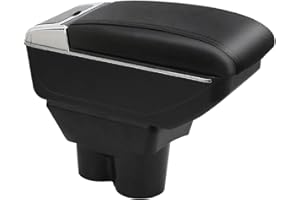 OYHCM Auto Armlehne für Opel Corsa E 2014-2018 Doppelter Stauraum Mittelkonsole Armlehnen mit Getränkehalter Einfache Montage Schwarzes Leder