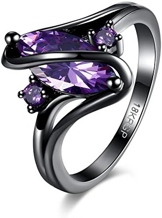 Yozone Amethyst Rings, AAA Zircon Fashion Black Gold Plating Female Originality for Women Gift