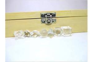 Jet International Energized 7 Crystal Quartz Geometry Stone Set W/Box Sólidos platónicos Curación Folleto de Terapia con Cristales La imagen de paz positiva con carga divina sagrada es SOLO una re