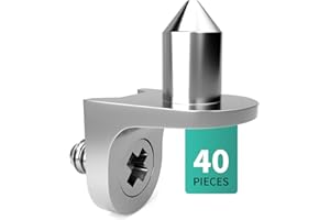 FHISKUNYU Taquet pour Étagère, avec Tenon et Vis，Lot de 40 Supports d'Étagère，Equerre pour Étagère de penderie 5mm，Support d'étagère à vis en nickelé Support d'étagère pour Meubles Armoire Bibliothèque