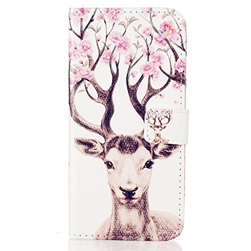 MUTOUREN Hülle für iphone 6 iphone 6S Schutzhülle [Kratzfeste, Scratch-Resistant] Bookstyle PU Lader HandyHülle Tasche Wallet Flip Case Lederhülle Brieftasche mit Standfunktion Kartenfächer Magnetic schließt Painted Muster- Hirsch + Metall Stylus Stift - 2