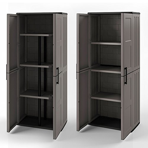 Kunststoffschrank Besenschrank 2er Set Putzmittel Schrank Kunststoff Grau