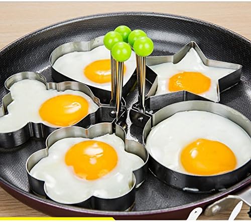 JOGOI Stainless Steel Fried Egg Mould Cooking Kitchen Tools Pancake Ring Mold Hand Heart Breakfast Egg Tool (five sets)