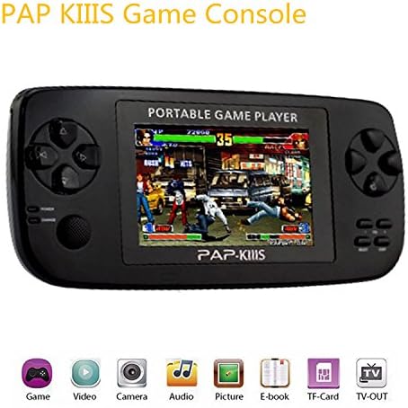 Portable Handheld Game Console,600 Classic Video Games 64Bit PAP KIIIS Perfectly Support Arcade Game/GBA/SFC/SNES/SEGA/FC/NES MP3 Music Player Camera (Black)