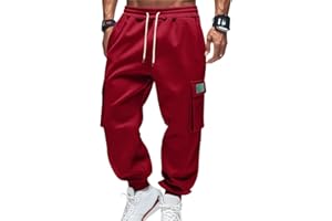 OLIPHEE Pantalon Jogging Homme Pantalon Cargo Survetement Homme Polaire Hiver Bas de Jogging Cargo Sweatpants Taille Elastique avec Cordon de Serrage et Poches Casual Sportswear