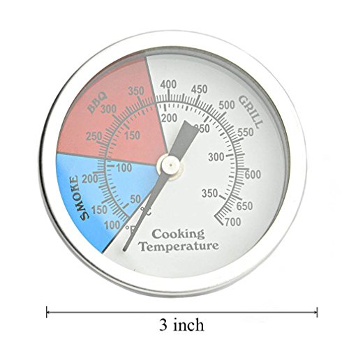 Onlyfire Edelstahl Zeigerthermometer bis 350°C/700°F,3 Zoll(76mm),Thermometer für alle Grills,Ofen, Smoker, Räucherofen und Grillwagen, analog, Grillzubehör (Anzeige: Celsius und Fahrenheit) - 3