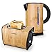 Produktbild Klarstein Bamboo Garden Frühstücksset Wasserkocher + Toaster (Wasserkocher 2200 Watt, 1,7 Liter, Wasserstandsanzeige, 2-Scheiben-Toaster, 870 Watt, 6 Bräunungsstufen, Bambus) beige