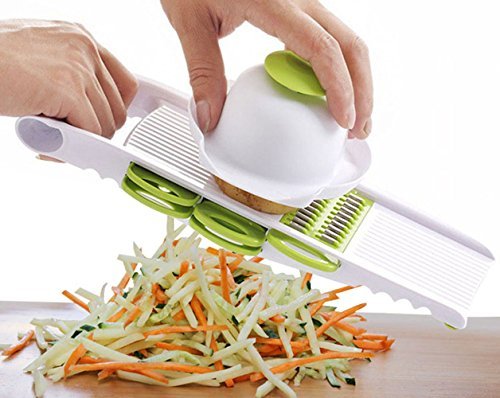 KEYNIS Mandoline Edelstahl Material Gemüse Schneidemaschine Green Cutter Slicer Gemüseschneider 5 in 1 (grün) - 2