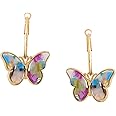 Yellow Chimes Hoop Earrings for Women Fashion Multicolor Butterfly Shaped Hoops Earrings Set | Gold Plated Big Hoops Bali Earrings for Girls | Birthday Gift for Girls Anniversary Gift for Wife