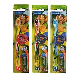 aquawhite The Jungle Book Jiggle Wiggle Kids Toothbrush For Age 3+, Pack of 3