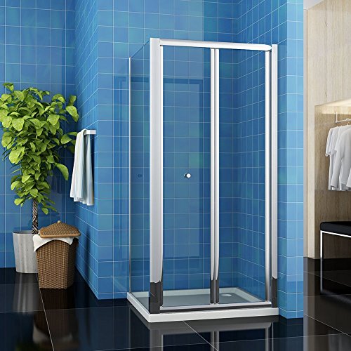 sunny showers 760mm Bifold Glass Shower Enclosure Reversible Folding