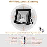 led rgb strahler 50w ★ Mehrfarbig mit Speicherfunktion: 16 Farben 4 Farbwechsel Modi wie flackernd-dimmend-mit Übergang, und die Farbe bleibt auf Ihrer vorherigen Einstellung, auch wenn die Stromversorgung ausgeschaltet ist.