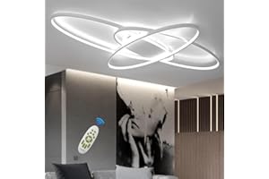MQW Plafoniera Led Soffitto dimmerabile, Lampadario Moderno Con Telecomando, 95W Plafoniere da soffitto, 3000K-6000K Lampada da Soffitto per Soggiorno Camera da Letto, Sala da Pranzo (130cm ‎Bianco)