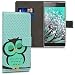Produktbild kwmobile Hülle für Sony Xperia L1 - Wallet Case Handy Schutzhülle Kunstleder - Handycover Klapphülle mit Kartenfach und Ständer Eule Schlaf Design Türkis Braun Mintgrün