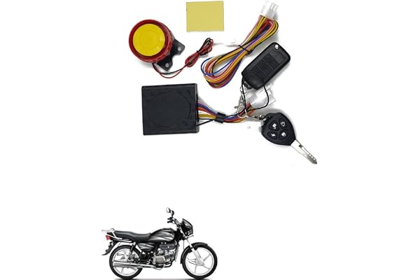 Qiisx Tubeless Motorcycle/Bike Alarm Security System Button Remote Key Anti-Theft Alarm with Dual Remote Control for Hero Splendor Plus