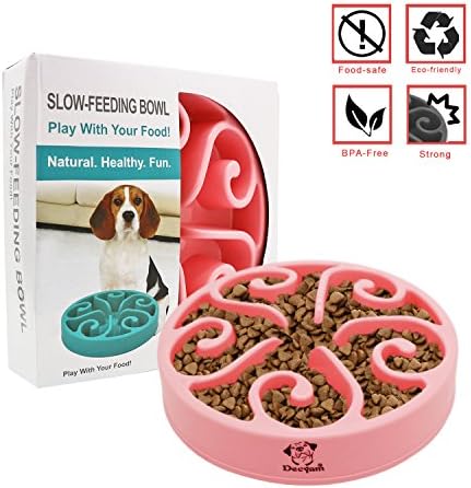 Decyam Pet Fun Feeder Dog Bowl Slow Feeder, Bloat Stop Dog Food Bowl Maze Interactive Puzzle Cat Bowl Non Skid with Gift Box