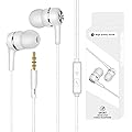 Rtinle Écouteurs Filaire,Écouteurs Intra-Auriculaires,avec Microphone et Controle Volume,Jack 3.5mm Universel,Ergonomique oreillette Filaire stéréo,pour iPhone,Smartphones Android,MP3 etc.(Blanc)