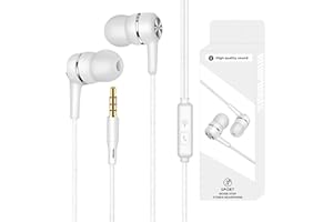 Rtinle Écouteurs Filaire,Écouteurs Intra-Auriculaires,avec Microphone et Controle Volume,Jack 3.5mm Universel,Ergonomique oreillette Filaire stéréo,pour iPhone,Smartphones Android,MP3 etc.(Blanc)