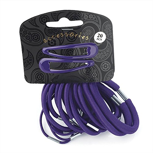 Hair Accesories Set Girls Hair Elastics 20Pc Bendies Bobbles Clips Slides Ponios Purple