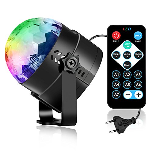 Preisvergleich Produktbild Spriak Discokugel LED Partylicht Discolichter Partylichter Discolicht 3W Musik RGB Disco Lichteffekte Party Lampe Beleuchtung Lichter für Halloween Weihnachten Xmas Party Zubehör Geburtstag Deko Dekoration Licht