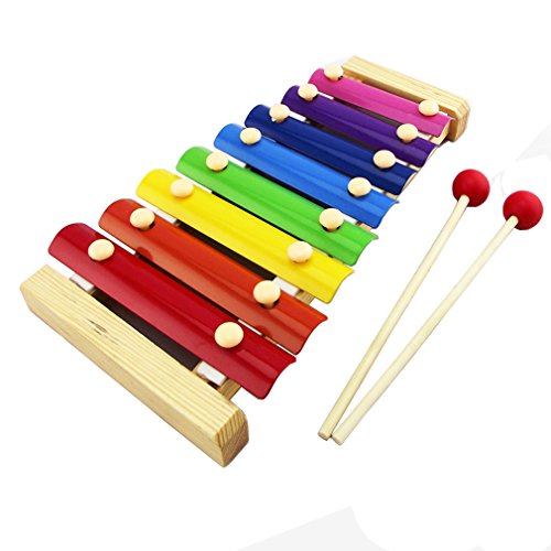 MXtechnic Rainbow Xylophone with 2 Wooden Mallets for Baby & Kids