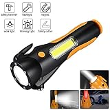  VISLONE Multifunción COB LED Linterna Seguridad Linterna de Emergencia Super Brillante para Acampar Senderismo Mochilero Pesca (Negro)