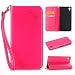 Produktbild Lonchee Sony Xperia Z5 Wallet Tasche Brieftasche Schutzhülle , geprägten Design Hochwertige PU Leder Folio Tasche Case Hülle im Bookstyle mit Standfunktion Kredit Kartenfächer (rote)