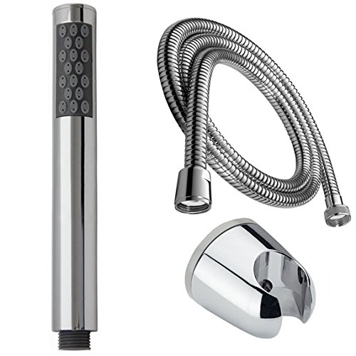 Duschkopf mit Schlauch und Brause-Halter von SANIXA | Duschbrause Set Messing verchromt mit Wandhalter u. Duschschlauch 150cm Duschsysteme Hand-Brause mit Brauseschlauch und Halterung Brausekopf Brausegarnitur Duschset | Badezimmerausstattung
