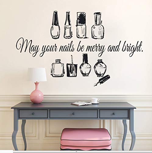 Preisvergleich Produktbild Nagelstudio Schönheit Zitat Wandaufkleber Nagellack Nail Art Maniküre Pediküre Vinyl Kunst Aufkleber Schönheitssalon Home Decor Decals 96 X 57 cm
