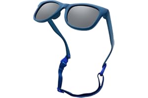 LOJUDI Baby Sunglasses 0-24 Months - Polarised with Strap Flexible Silicone Frame for Newborn Toddler Infant Boys Girls 0-2 Years