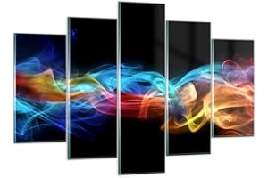 ARTTOR Moderne Impression sur Verre 150x100cm Image Tableau en Verre Decoration Murale Résumé air coloré figure Grand XXL Tableaux Decoratifs Muraux Chambre Triptyque 5 parties Deco Salon Art GEA150x100-2171