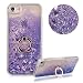 Produktbild Hart Hülle für iPhone 8 Plus,Diamant Flüssigkeit Handyhülle für iPhone 7 Plus,Moiky Luxuriös Süß 3D Lila Liebe Herzen Kristall Glitzer PC Klar Rückseite Hülle mit 360 Grad Ständer Ring Halterung