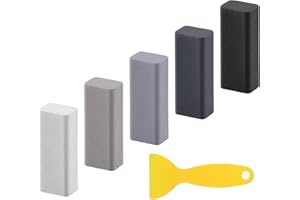 Penriter Wax Filler Wood Repair Sticks with Scraper, Furniture Repair Kit Black White Grey Oak Wood Filler Sticks for Floor Table Door Stains Scratches Holes, Blend to Colour Match(5PCS)