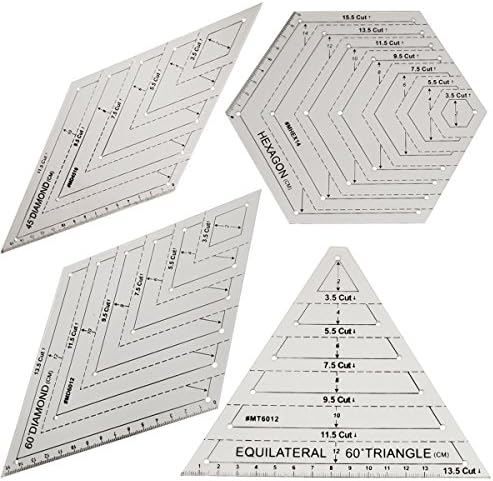 HONEYSEW Quilts Quilter's Ruler Hexagon Quilting Ruler Equilateral Traiangle Diamound (13.5 Cut-60°Diamond)