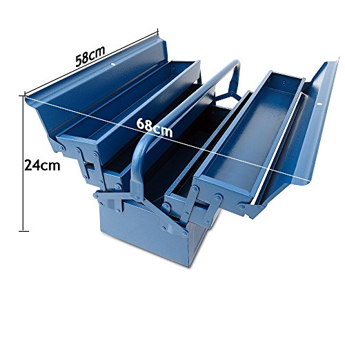 Werkzeugkasten Werkzeugkoffer Werkzeugbox Werkzeugkiste Stahl Werkzeug Montage Koffer- blau – 580x220x210mm - 8