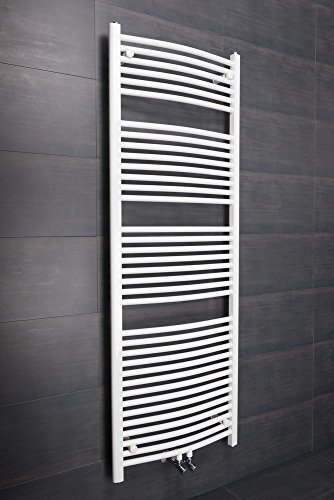 Preisvergleich Produktbild Handtuchheizkörper Badheizkörper 1700x600mm Weiß gebogen
